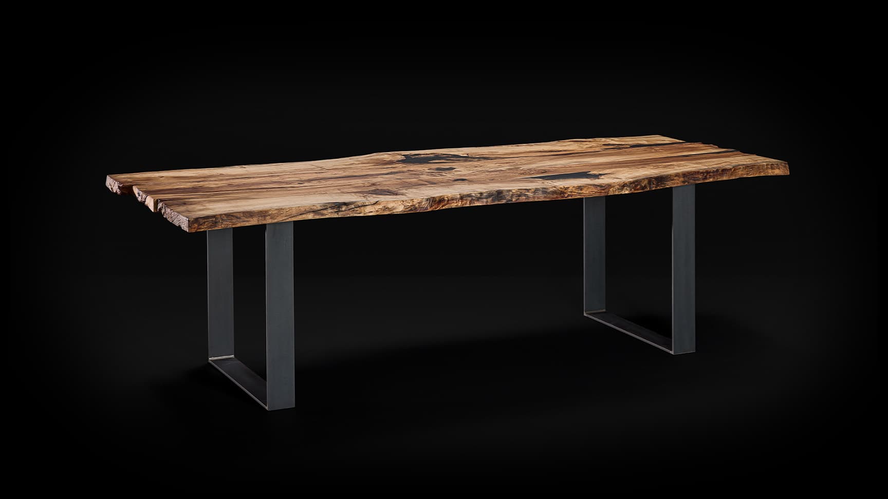 Assembled table in wild poplar wood